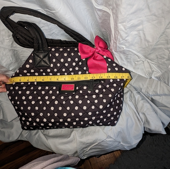 Betsey Johnson polka dotted quilted tote - Picture 3 of 6